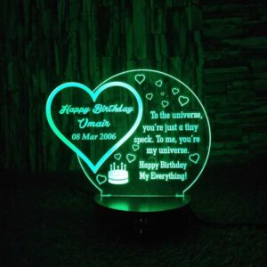 customize 3d birthday names illusion lamp green light