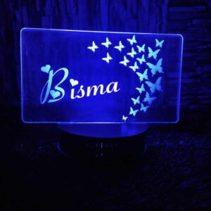 customize 3d butterfly name led lamp blue light