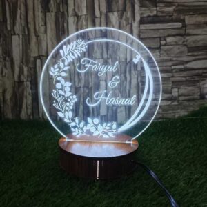 customize 3d name illusion lamp white color